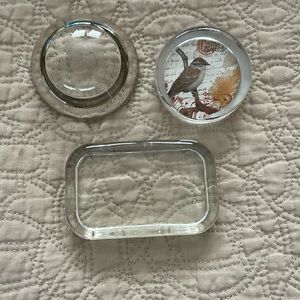 3 glass paper weights